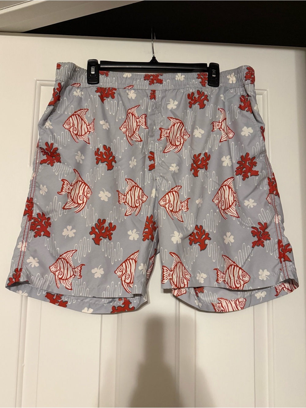 Reyn Spooner Hawaiian Traditions Angel Fish Coral Swim Trunks Mesh Blue Red L